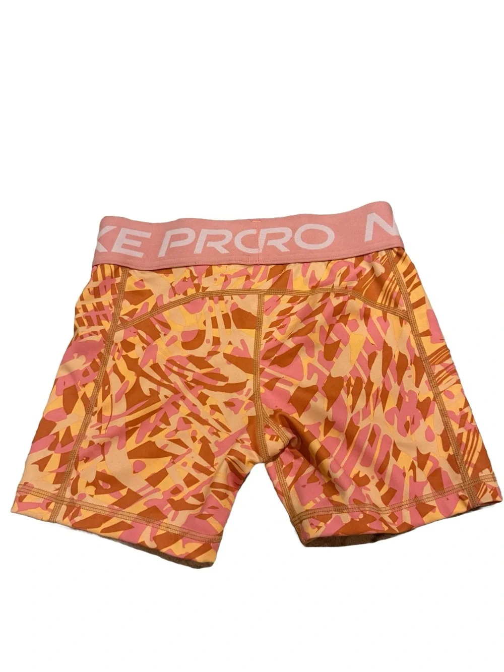 Nike Kids Compression Shorts in Orange and Pink Abstract Print